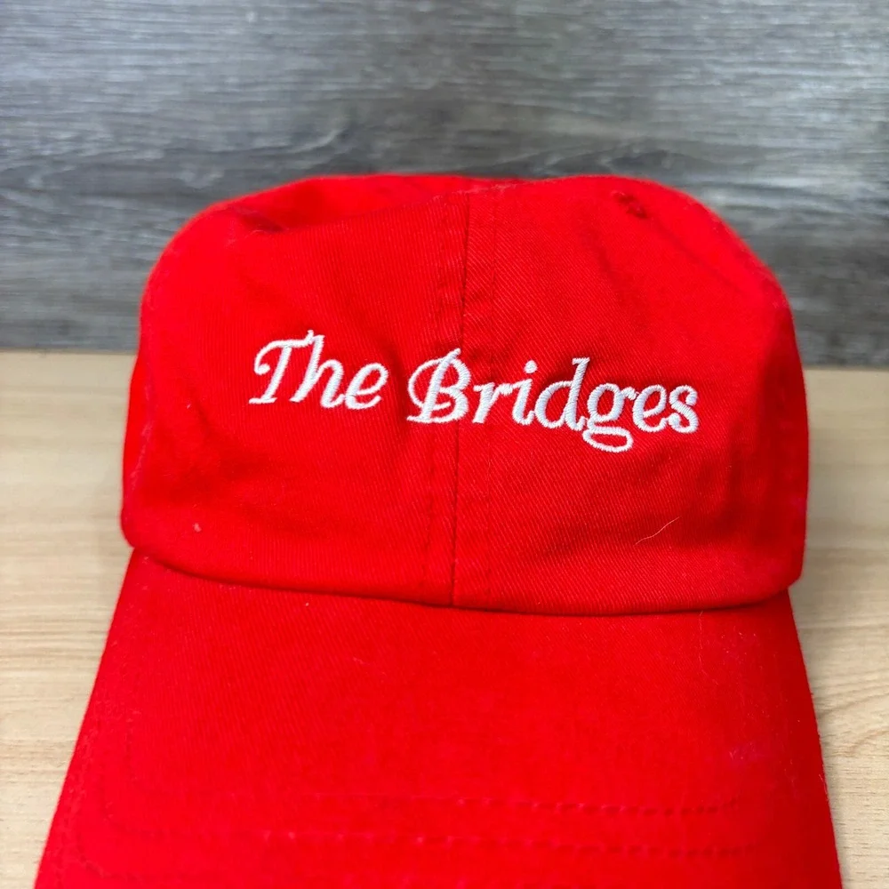 The Bridges Hat Cap Strap Back‎ Red Golf Winona Minnesota One Size Adjustable